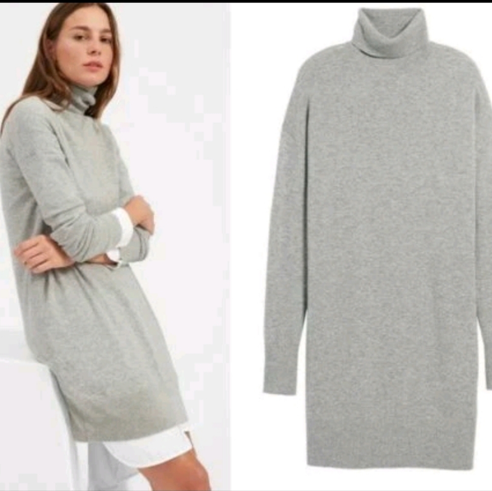 Everlane Gray Turtleneck Sweater Dress